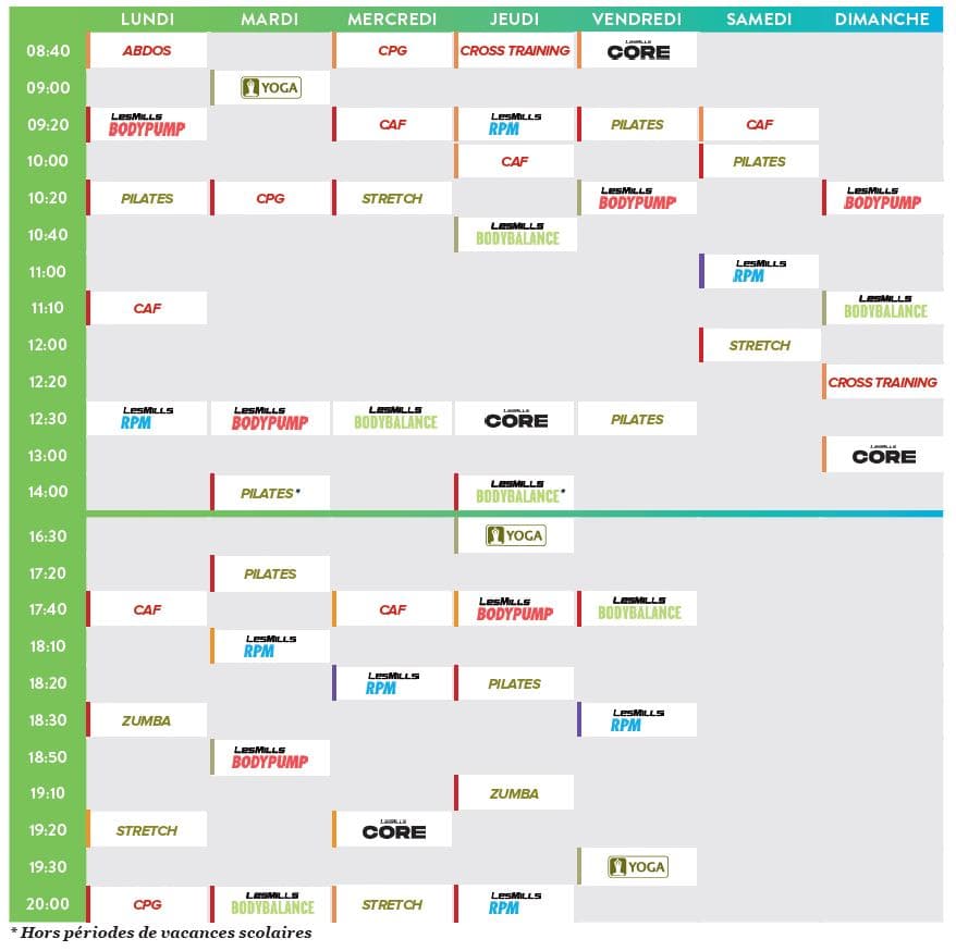 Planning Fitness a Nantes