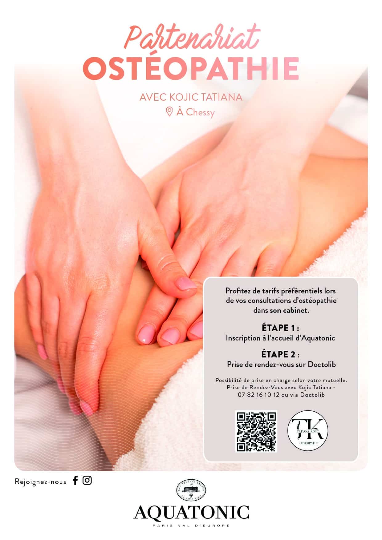 Partenariat ostéopathié aquatonic paris